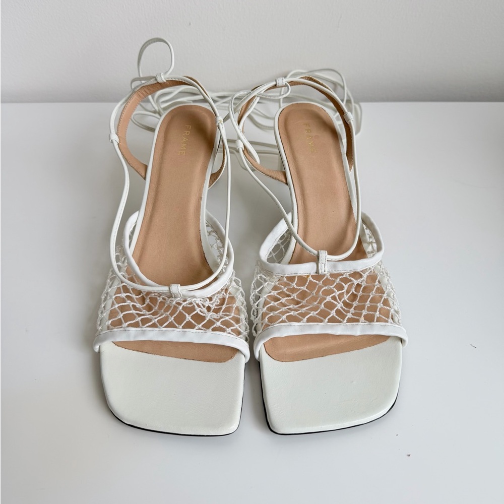 Frame Le Adelaide Crochet & Leather Lace-Up Sandal
